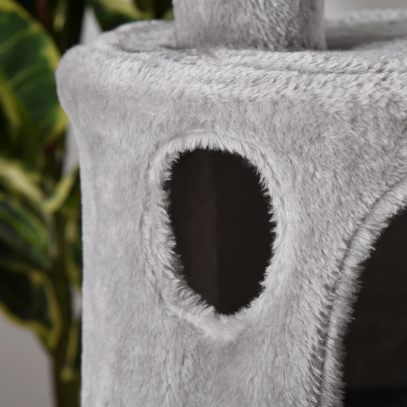 PawHut Floor to Ceiling Cat Tree for Indoor Cats, 240-260cm, Adjustable Height - Light Grey
