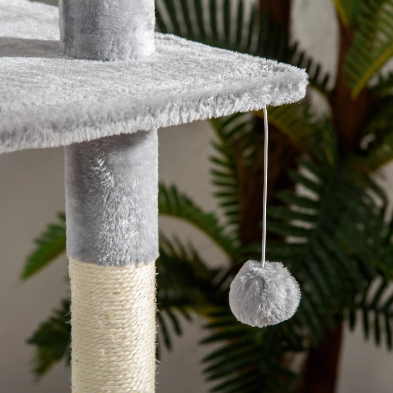 PawHut Floor to Ceiling Cat Tree for Indoor Cats, 240-260cm, Adjustable Height - Light Grey