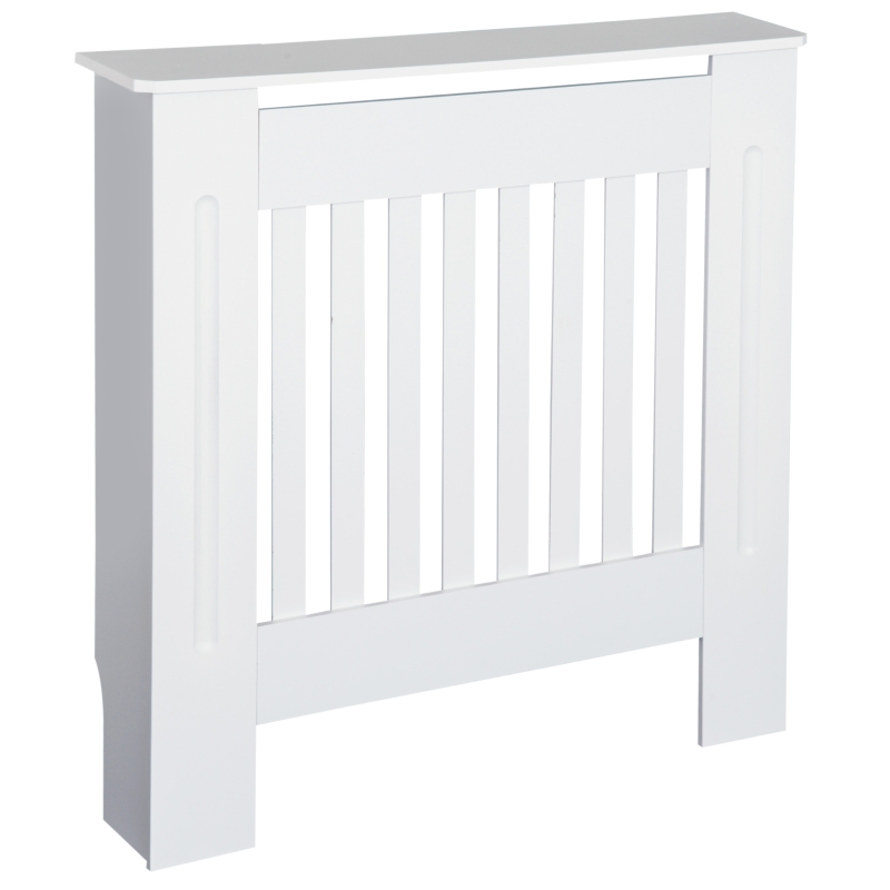 HOMCOM Freestanding Radiator Cover, Vertical Slatted MDF Slim Protective Cabinet Shelving for Radiator, 78L x 19W x 81H