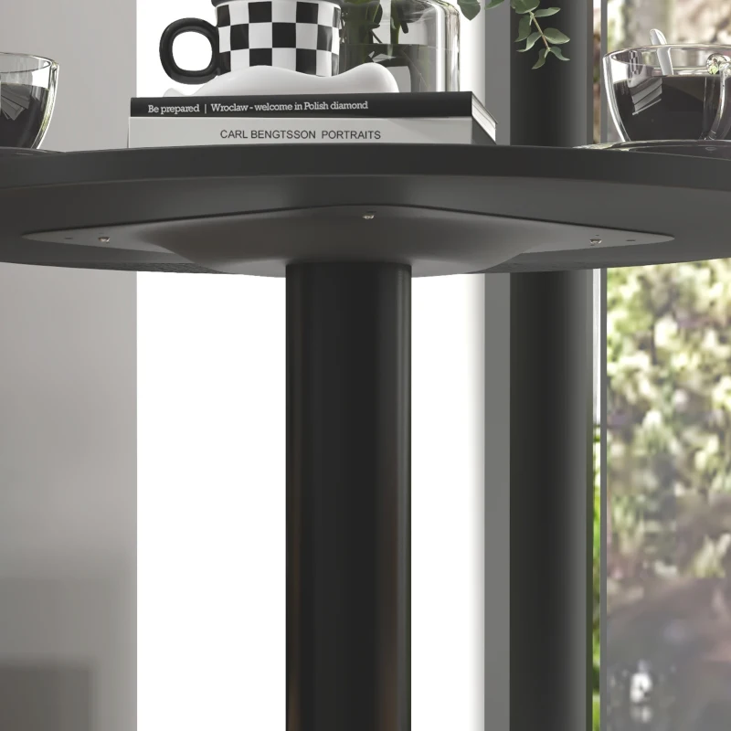 HOMCOM Table de bar ronde table de bistro table de cuisine style contemporain cadre en acier dim. 60L x 60l x 102H cm noir