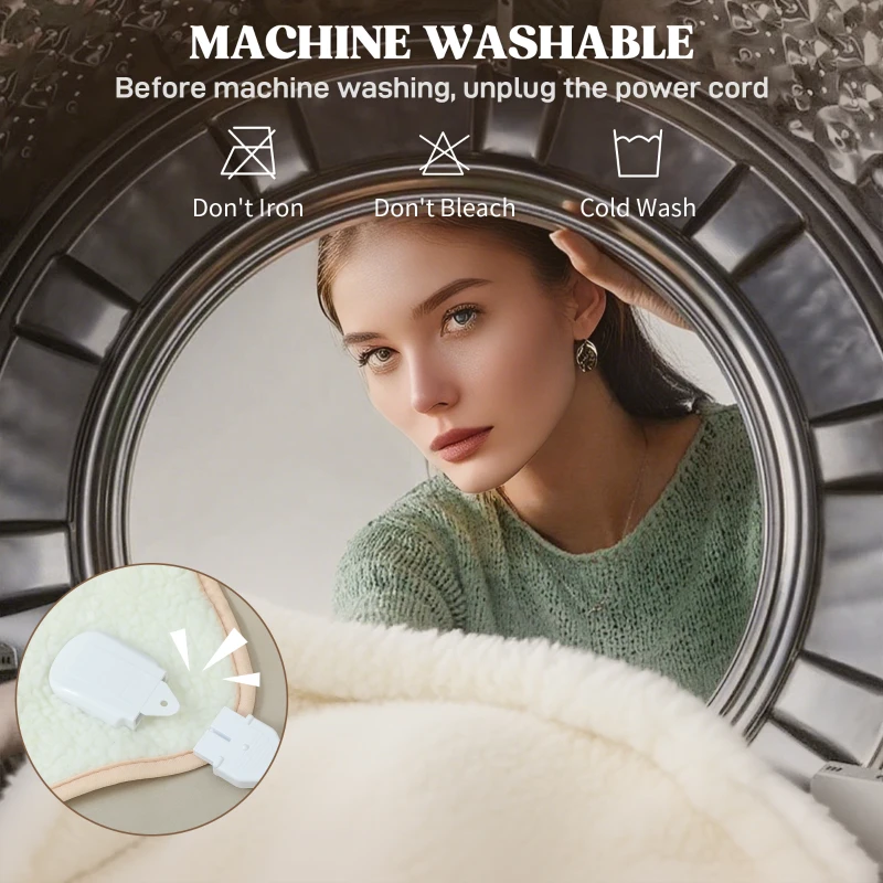 HOMCOM Heizdecke met Dualzonensteuerung 160 x 140 cm machinewasbaar met 5 Verwarmingsniveaus, 10 Uur Timer, Oververhittingsbeveiliging