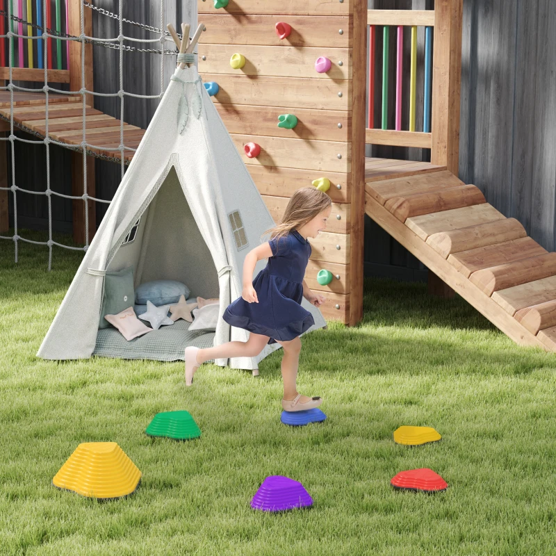 AIYAPLAY 6-Piece Heart-Shaped Kids Balance Stepping Stones and Motor Skills, Multicoloured