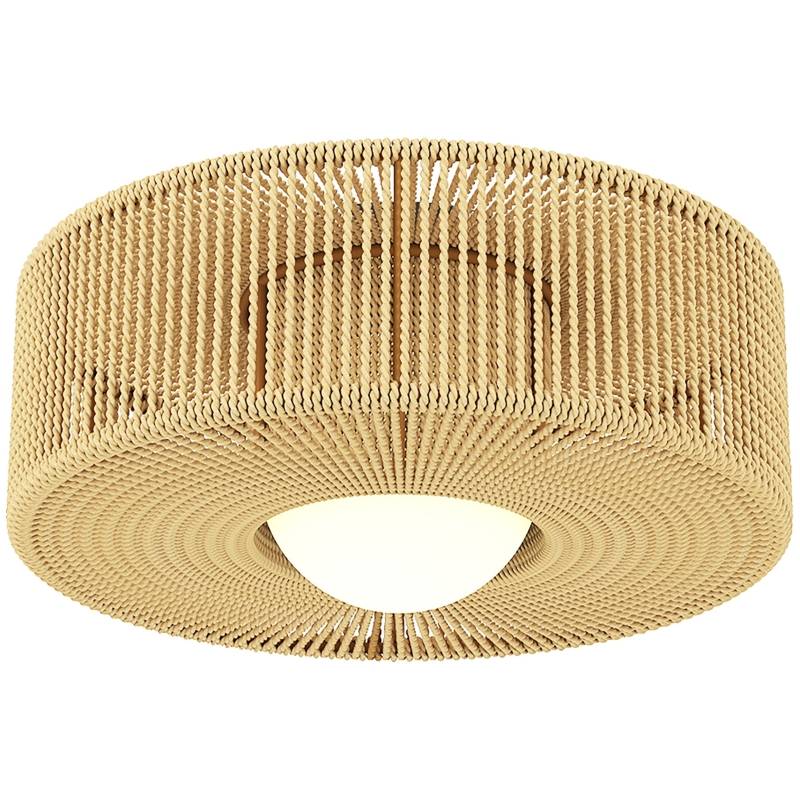 HOMCOM Plafonnier LED style bohème 20 W 3000 K avec abat‑jour en corde de lin — Marron