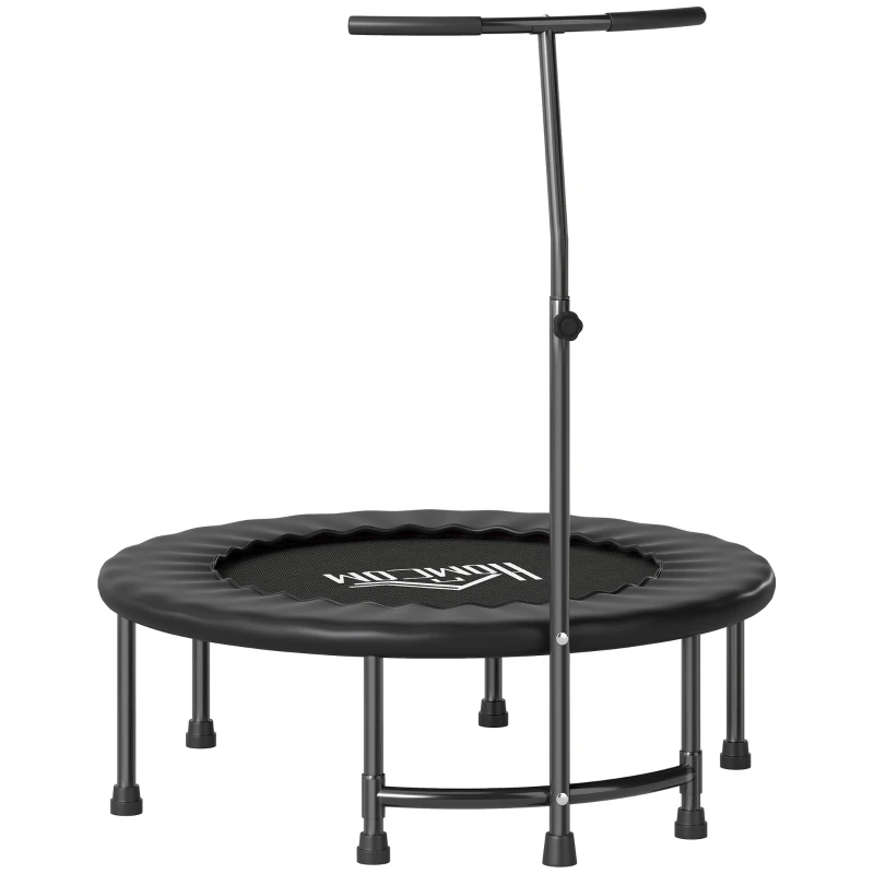 HOMCOM 40'' Fitness Trampoline with Adjustable Handle, Rebounder Trampoline Mini Jumper for Indoor Exercise Workout, Support Up to 100kg, Black