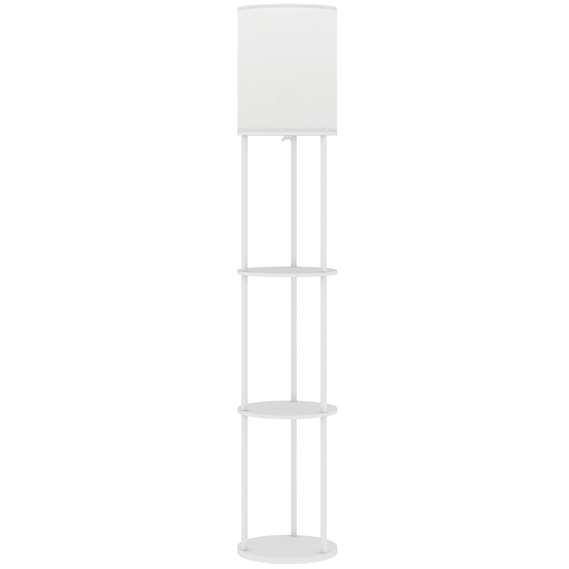 HOMCOM Lámpara de Pie con Estantes con 3 Temperaturas de Color Control Remoto para Salón Dormitorio Oficina Blanco