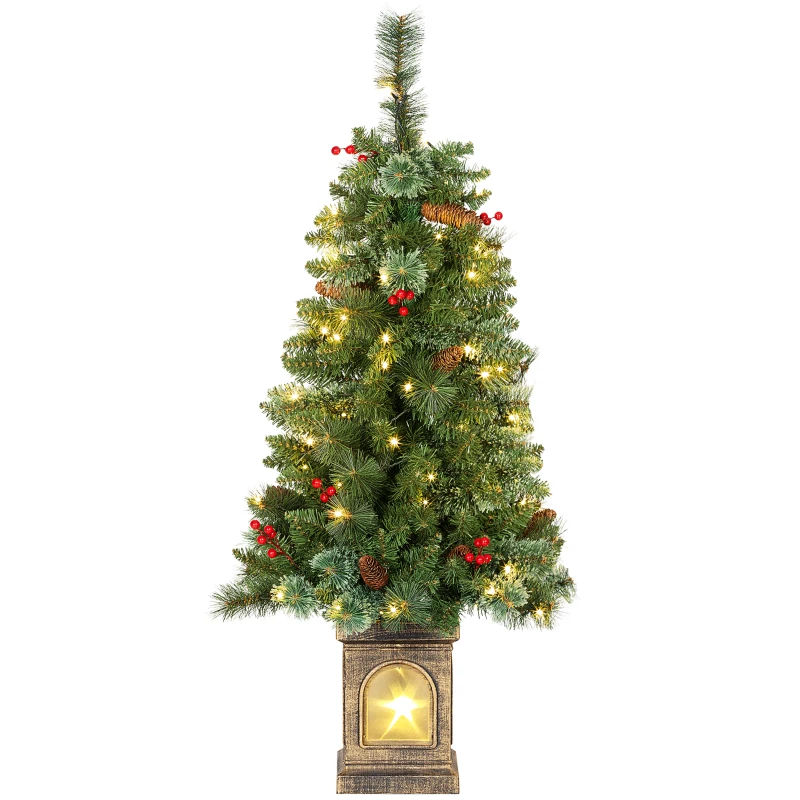 HOMCOM Künstlicher Weihnachtsbaum 120 cm Tannenbaum künstlich mit 100 LED Beleuchtung, 8 Modi, 214 Spitzen