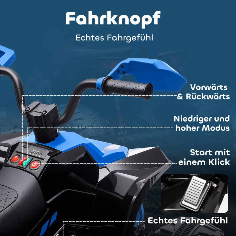 AIYAPLAY Kinder-Elektro-Quad, 24V Elektro-Fahrzeug mit 4 Rädern, Scheinwerfer, USB-Anschluss, MP3-Funktion, 6,5 km/h, 3-8 Jahre(m-9)