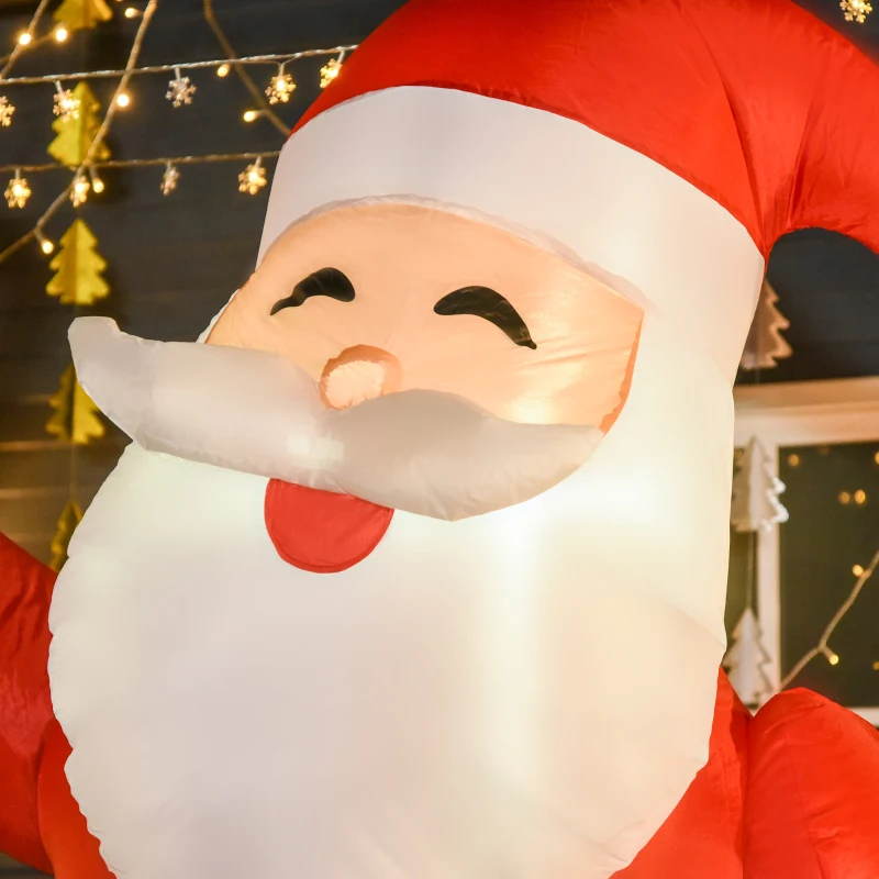 HOMCOM Opblaasbare Kerstman 2,4 m met LED – Zelfopblazend, Buiten & Binnen