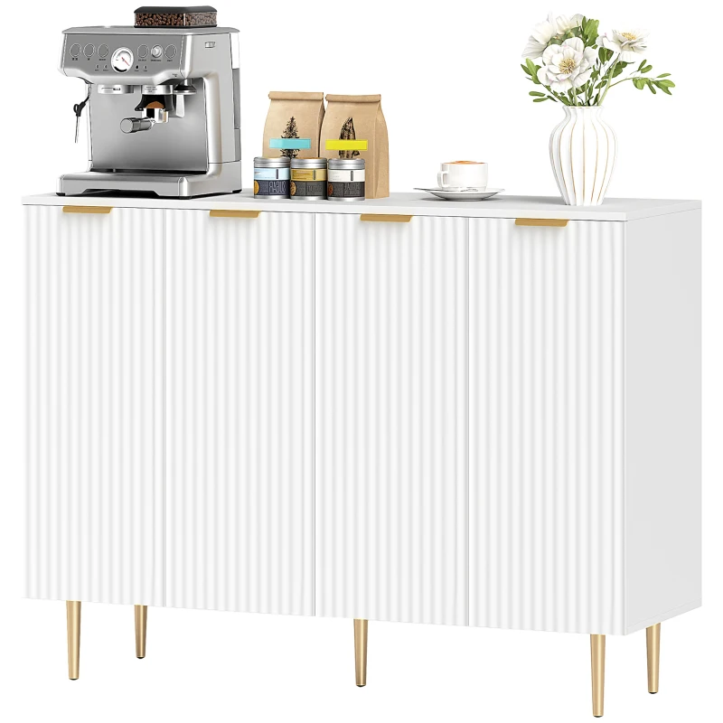 HOMCOM Buffet salon meuble de rangement armoire de cuisine avec placards à 2 portes et étagère réglable 120 x 40 x 90 cm, blanc