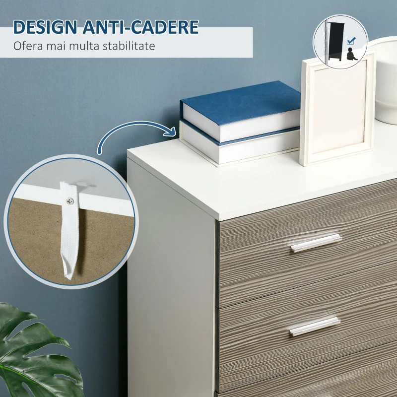 HOMCOM Comoda cu 4 sertare din lemn cu manere din aluminiu 76x35x72cm