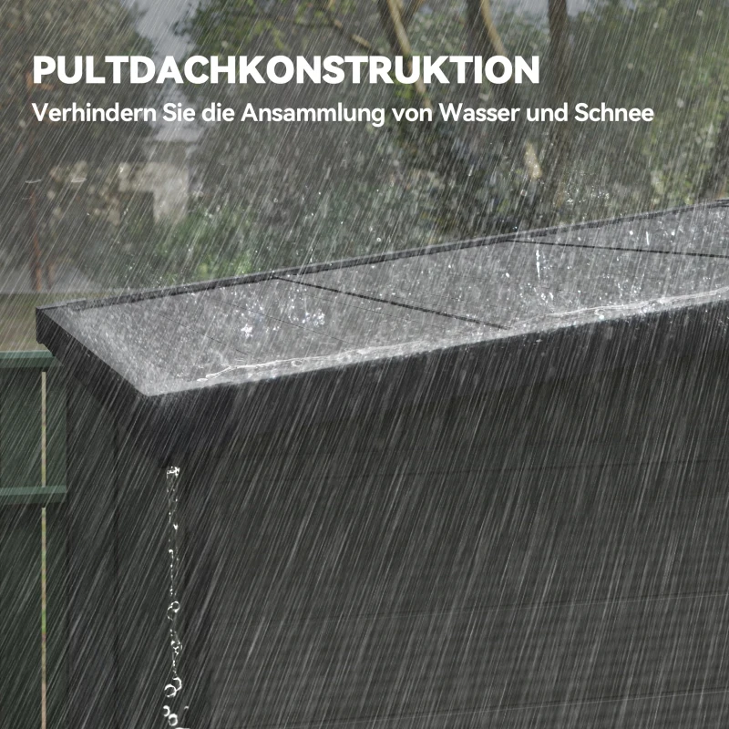 Outsunny 1,9 x 1,9 m Gartenschuppen, Werkzeugschuppen aus Kunststoff , verschließbare Türen, 2 Lüftungsöffnungen, Dunkelgrau(m-8)