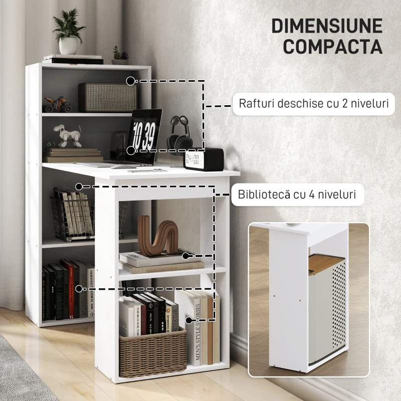 HOMCOM birou modern cu biblioteca 120x55x120cm