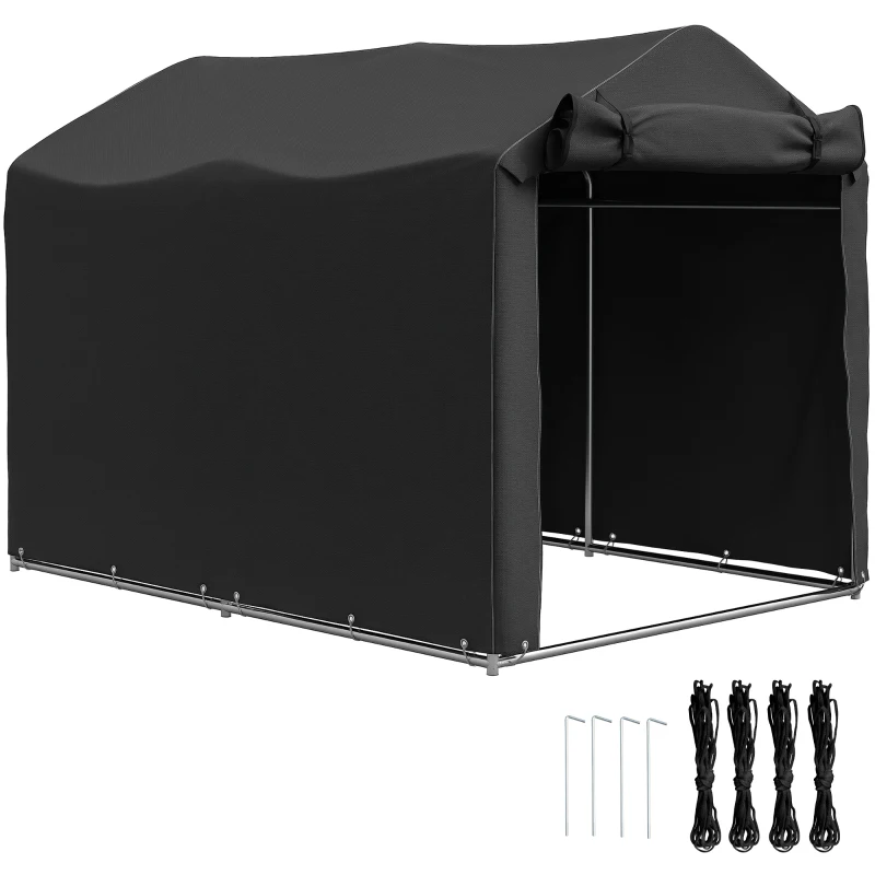 Outsunny Garagenzelt, wasserdicht Zeltgarage mit Tür, UV-beständig 220 x 157 x 165 cm Schwarz(m-11)