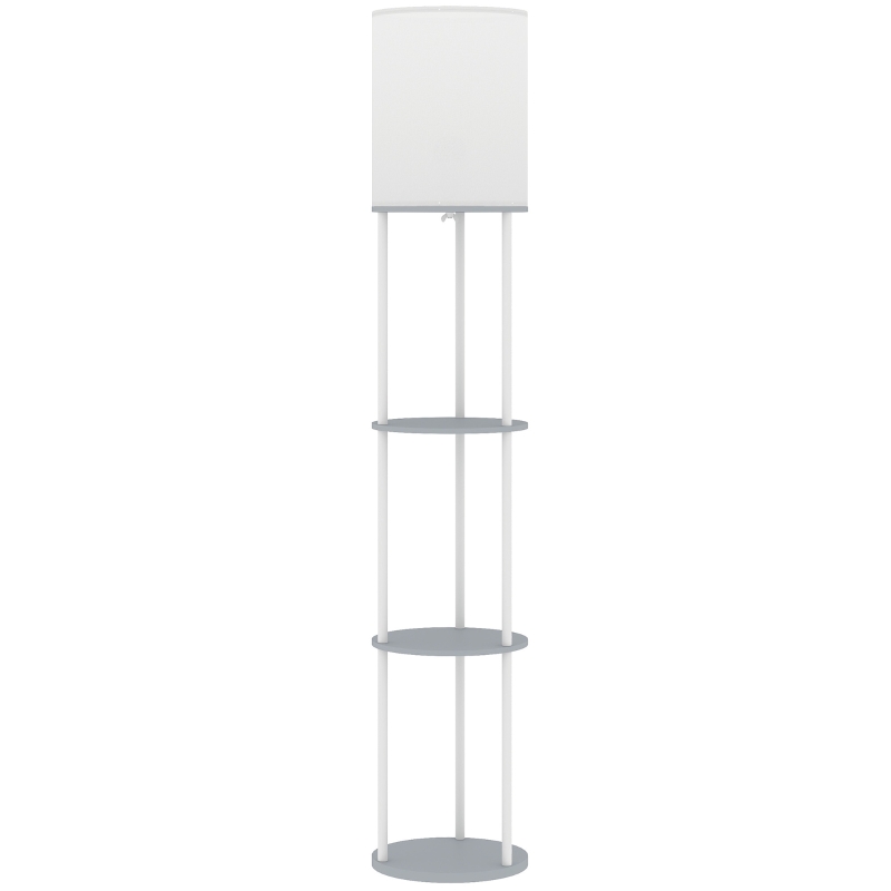 HOMCOM Lámpara de Pie con Estantes con 3 Temperaturas de Color Control Remoto para Salón Dormitorio Oficina Gris