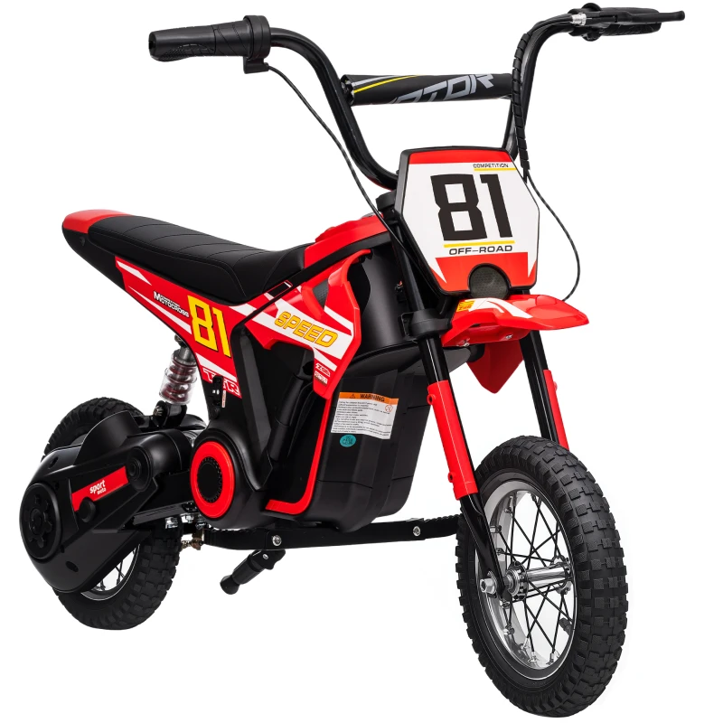 AIYAPLAY Mota Elétrica para Crianças 24V com Motor 250W Velocidade de 6-16km/h Rodas de 30,5 cm para Crianças de 8-12 Anos Vermelho