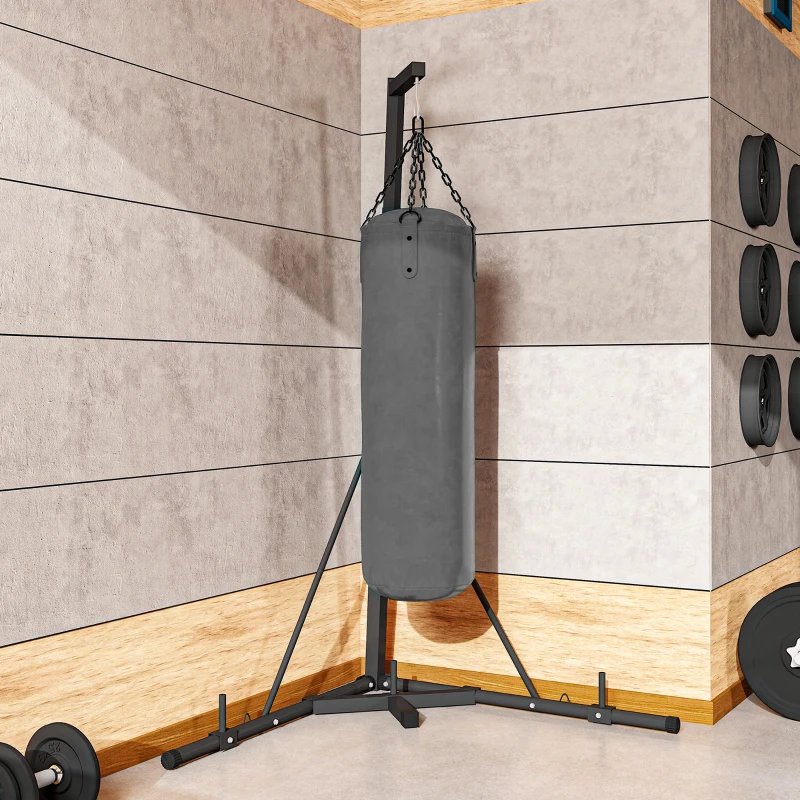 SPORTNOW Boxsackständer, Boxsackhalterung, höhenverstellbar, freistehend, klappbar, Stahl, 170 x 90 x 225 cm, schwarz