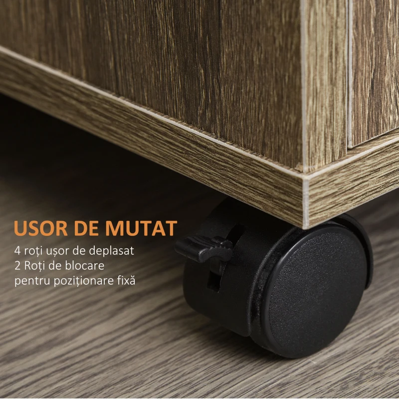 Mobilier Bucatarie Multifunctional HOMCOM cu 4 Roti, Dulapior si Etajera pentru Microunde, 60,4x40,3x97cm - Lemn(m-6)