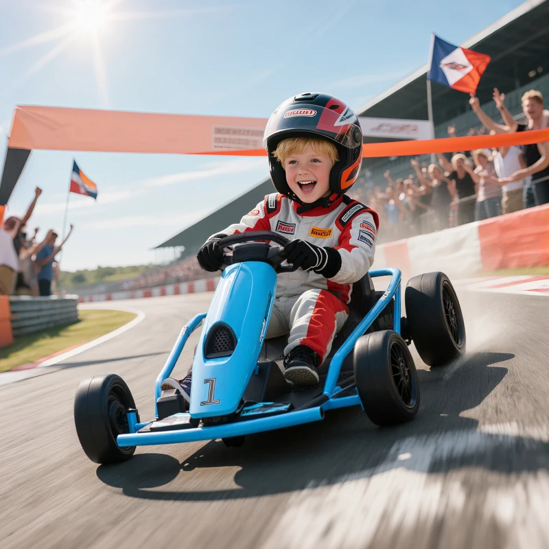 HOMCOM Elektrische Go-kart voor Kinderen, Driftfunctie, Claxon, Muziek, Veiligheidsgordel, Soft-Start, Blauw/Zwart(m-2)