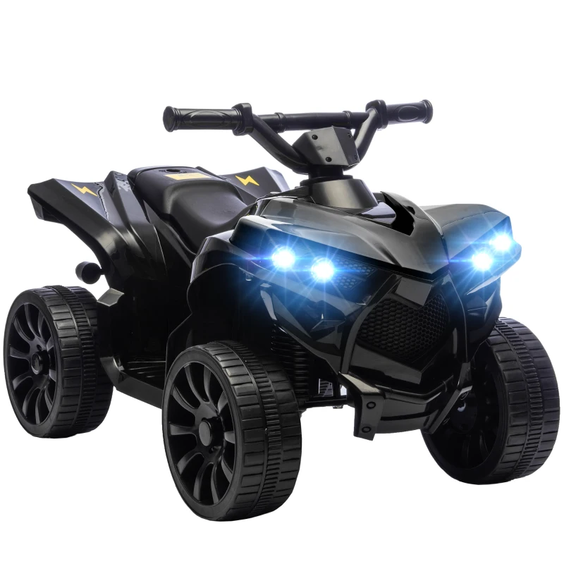 AIYAPLAY Quad Elettrico 6V per Bambini con Marcia Avanti/Indietro, Musica e LED, Nero