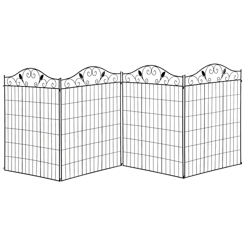 Outsunny Gartenzaun Gitterzaun Zaun, Vintage-Design, wetterbeständig, 365 cm x 0.8 cm x 112 cm, Schwarz