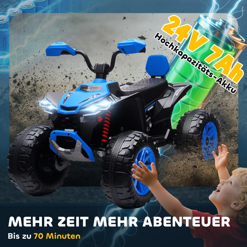 AIYAPLAY Kinder-Elektro-Quad, 24V Elektro-Fahrzeug mit 4 Rädern, Scheinwerfer, USB-Anschluss, MP3-Funktion, 6,5 km/h, 3-8 Jahre(m-6)