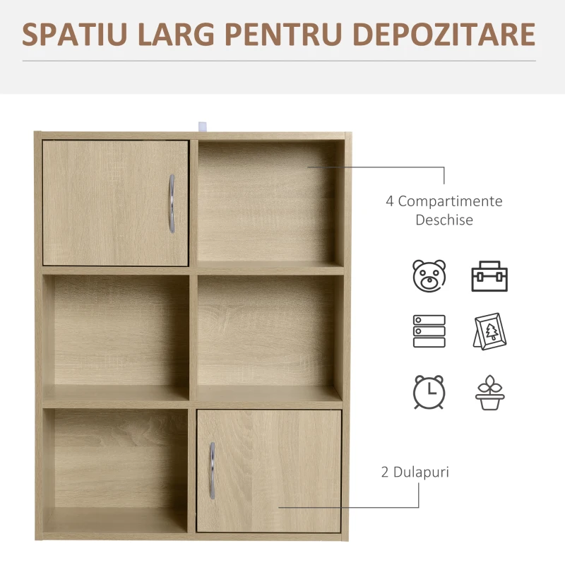 Homcom Biblioteca Lemn Natural – Compartimente si Usi Basculante(m-4)