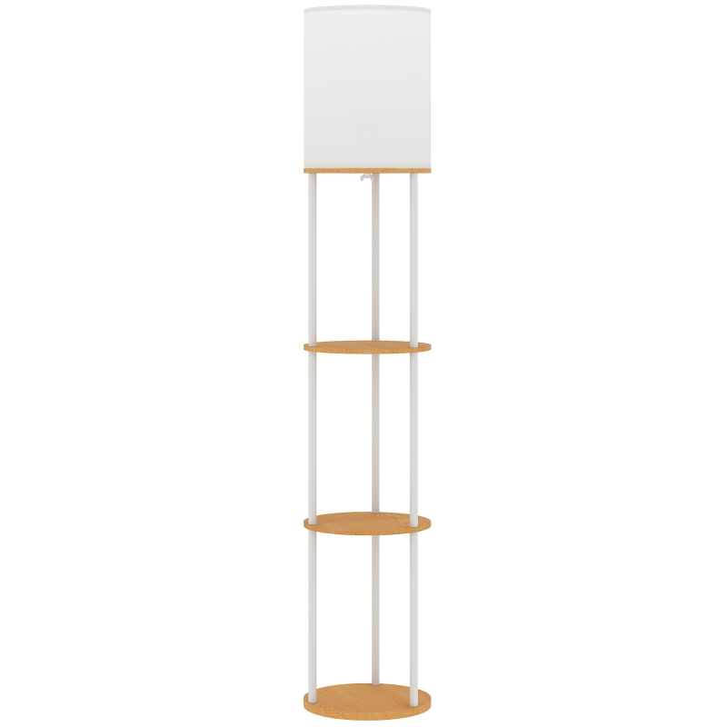 HOMCOM Lámpara de Pie con Estantes con 3 Temperaturas de Color Control Remoto para Salón Dormitorio Oficina Natural
