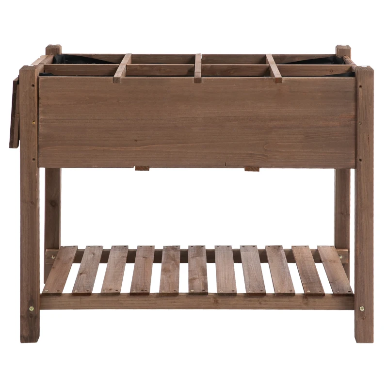 Outsunny Wooden Raised Garden Plant Stand Tall Flower Bed with Shelf 123 x 54 x 80cm