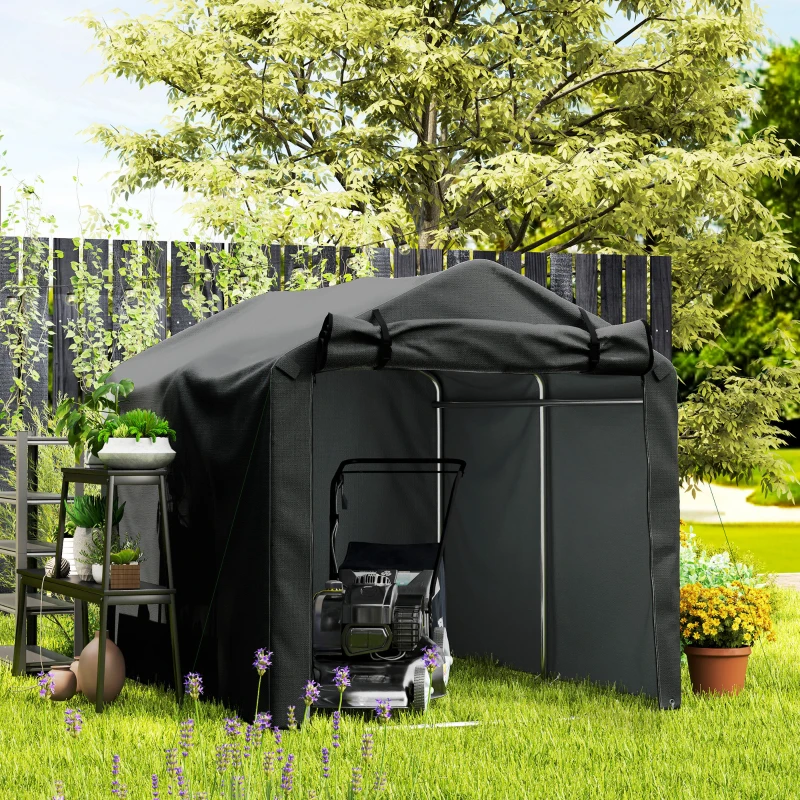 Outsunny Garagenzelt, wasserdicht Zeltgarage mit Tür, UV-beständig 220 x 157 x 165 cm Schwarz(m-9)