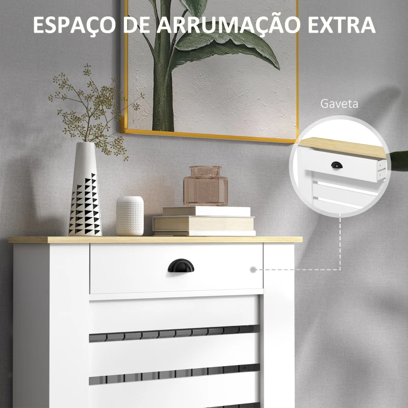 HOMCOM Cobertura para Radiador com Gaveta Cobertura para Radiador de MDF para Sala de Estar Dormitório Corredor 78x19x95,5 cm Branco