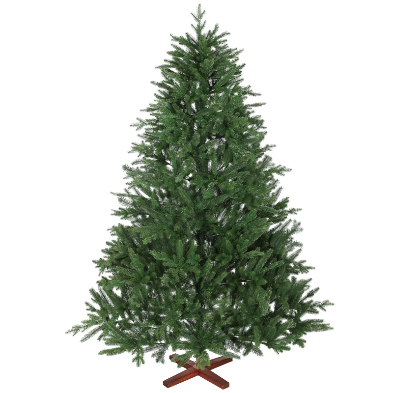 HOMCOM Realistic Artificial Christmas Tree – Hinged Branches & Pine Wood Base