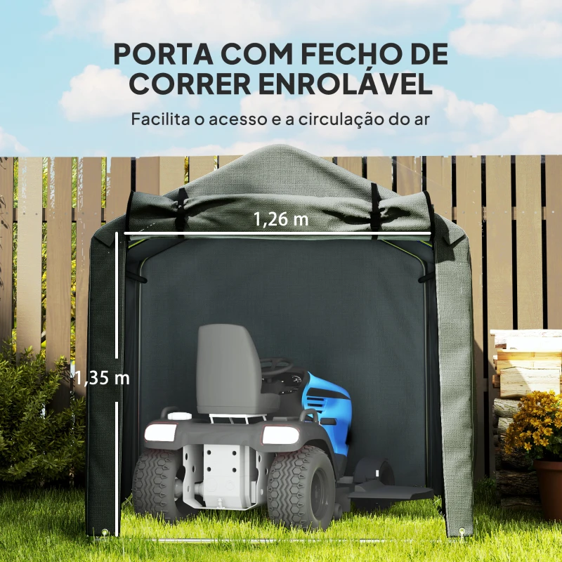 Outsunny Abrigo de Exterior para Ferramentas e Bicicletas 2,2x1,57x1,65 m com Porta Desmontável com Fecho de Correr Cinzento Escuro