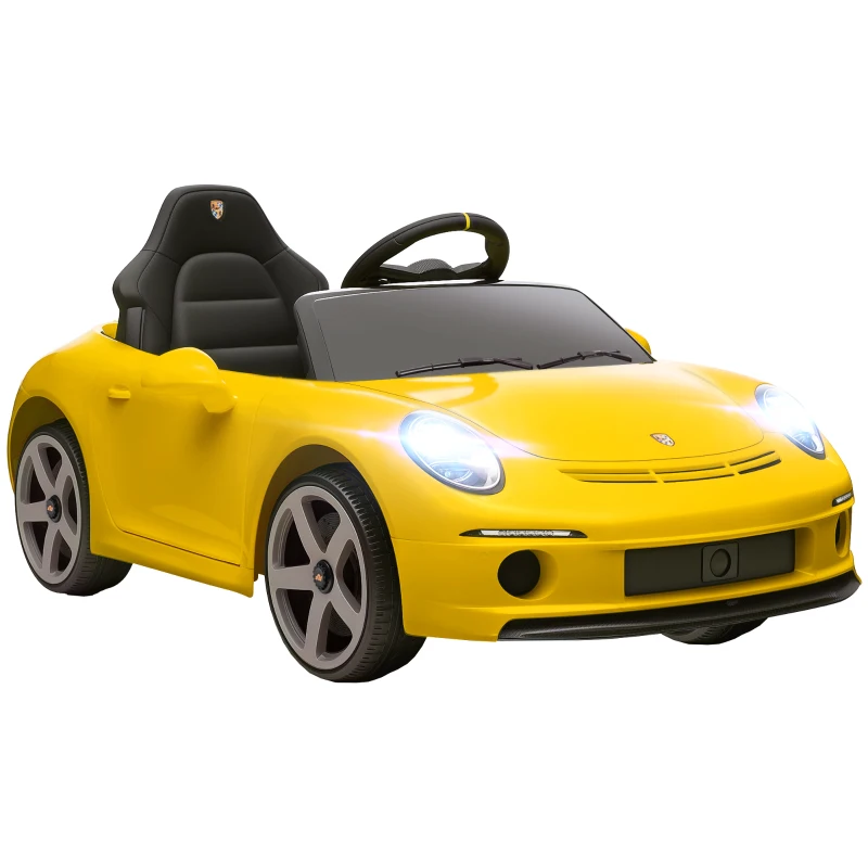 AIYAPLAY Elektrisches Aufsitzauto für Kinder, fernsteuerbar, Musik, Hupe, USB, Sicherheitsgurt, für 3-5 Jahre, Gelb