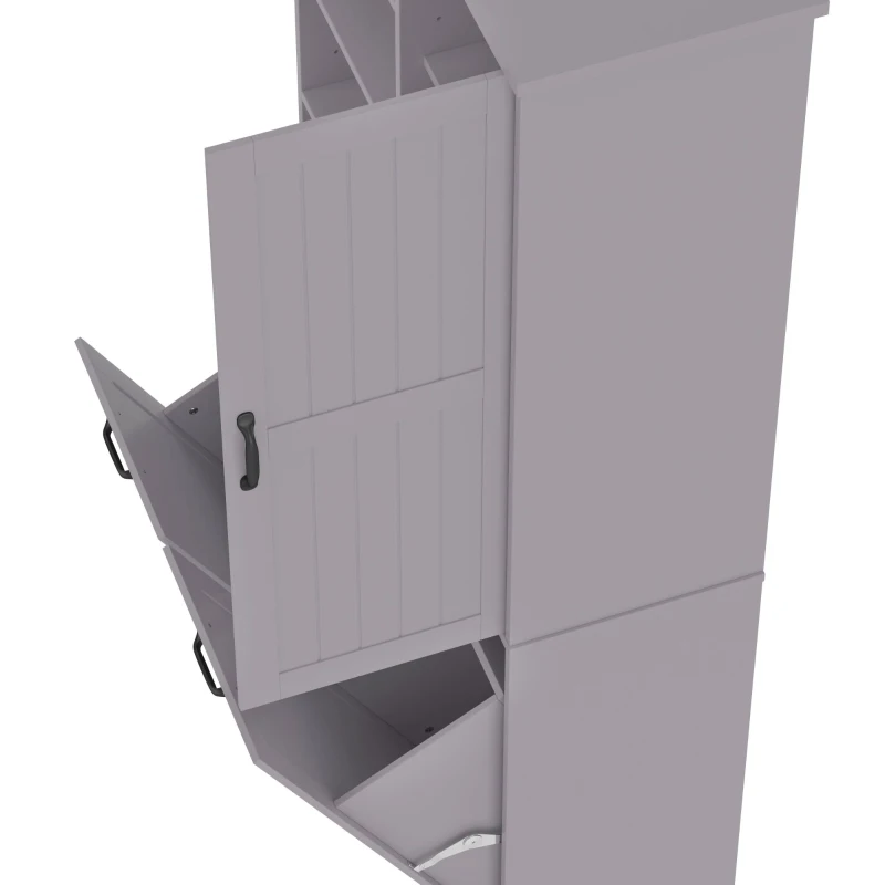 Badezimmerschrank mit doppeltem Wäschekorb, verstellbare Regale, viel Stauraum, 78 x 35 x 172,7 cm, Grau