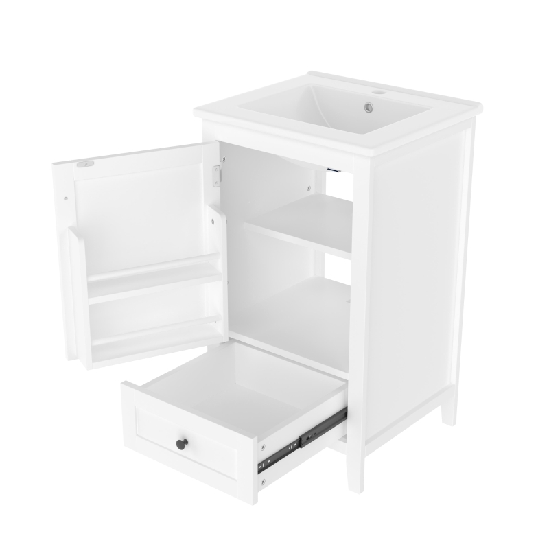 Badezimmerschrank mit Waschbecken geräuschlose Schublade verstellbares Regal 51x46 cm Weiß