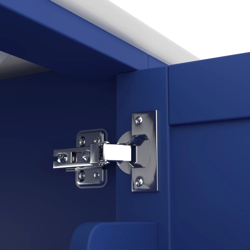 Moderner Badezimmerschrank 76cm mit Aufbewahrung und integriertem Keramikwaschbecken Blau