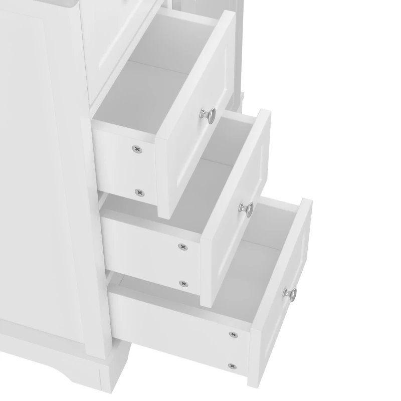Bodenstehender Badezimmerschrank mit Waschbecken, 76 x 46 x 87 cm, Weiß
