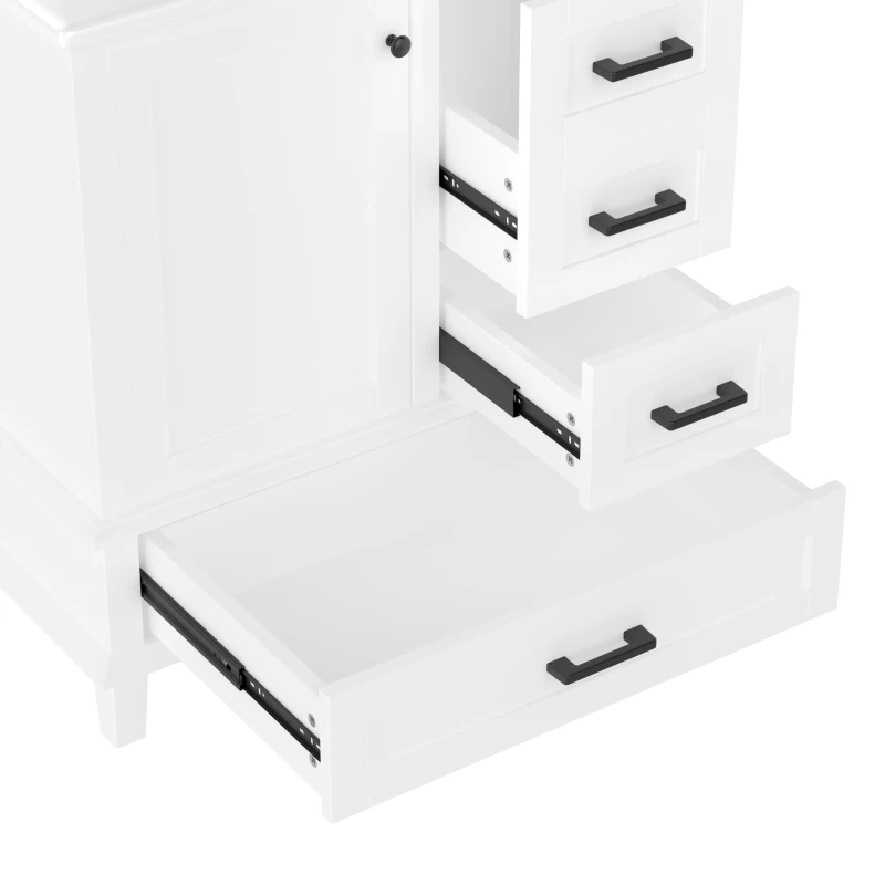 Bodenstehender Badezimmerschrank mit Waschbecken, vielfältiger Stauraum, 76 x 46 x 83,5 cm, Weiß