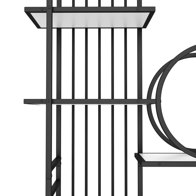 Metallregal im modernen Stil, solides Metallrohr, mehrstufiges Design mit sechs Ablageflächen, 100 x 30 x 180 cm, Weiß+Schwarz