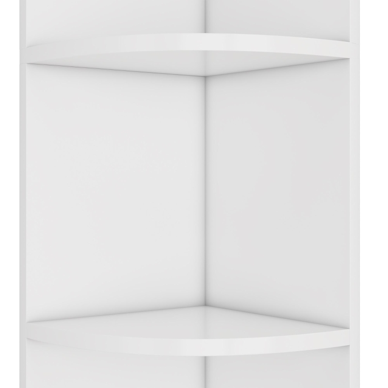 Eckbücherregal aus MDF, fünfschichtiges Design, platzsparendes dreieckiges Design, 42 x 30 x 180 cm, Weiß