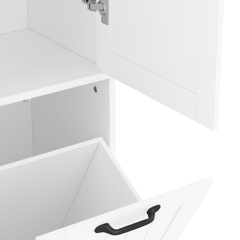 Badezimmerschrank mit doppeltem Wäschekorb, verstellbare Regale, viel Stauraum, 78 x 35 x 172,7 cm, Weiß