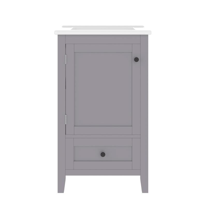 Badezimmerschrank mit Waschbecken, geräuschlose Schublade, verstellbares Regal, 51 x 46 x 85 cm, Grau