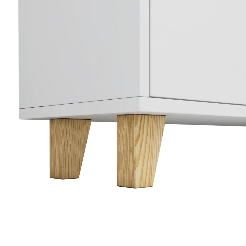 Bücherregal mit LED-Farbwechsel-Ambientelicht, Doppeltüren und mehreren Ablagefächern, 80 x 30 x 173 cm, Weiß