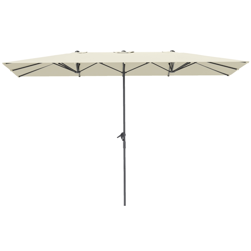 Outsunny Doppelseitiger Schirm, 451 x 264 cm Sonnenschirm mit Kurbelsystem, 12 Metallstreben, Aluminiummast, Cremeweiß(m-10)