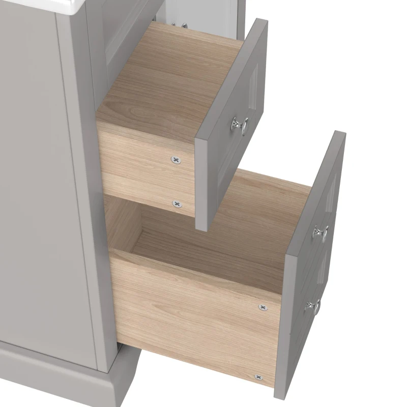 Badezimmerschrank 76cm Bodenstehender mit Waschbecken Feuchtigkeitsbeständig Stauraum Grau