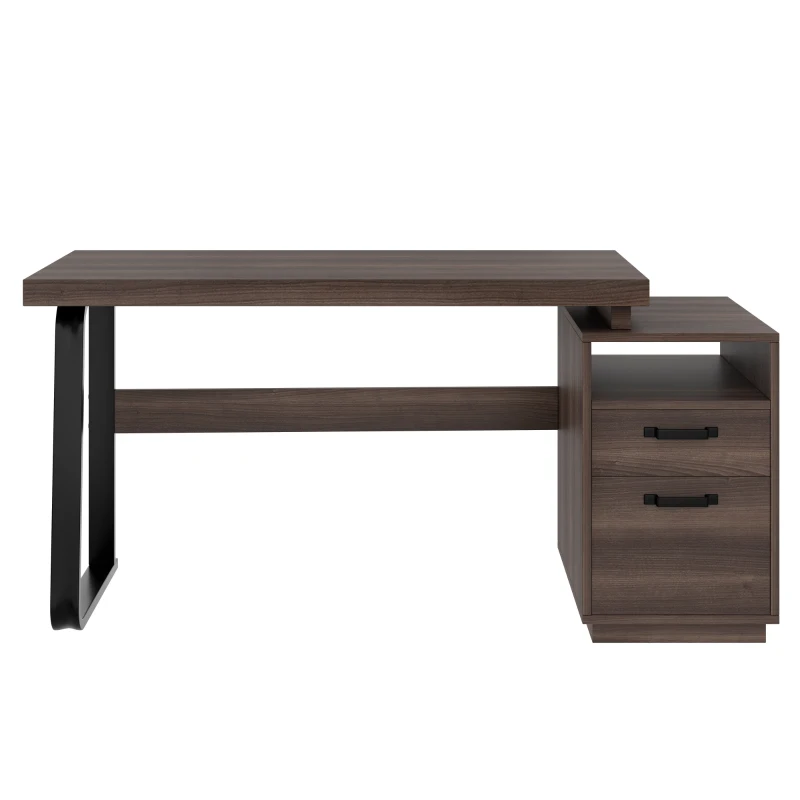 Moderner Schreibtisch im minimalistischen Stil, MDF-Schreibtischplatte mit hochwertigem Metallrohr, multifunktionales Aufbewahrungsdesign, 161 x 54 x 76,3 cm, Braun