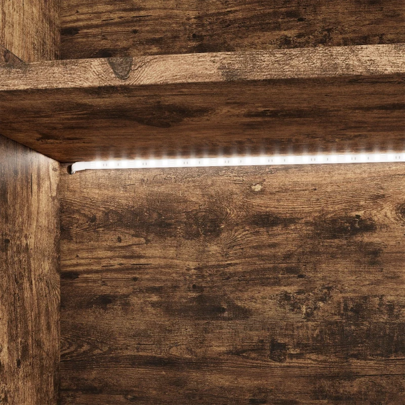 Bücherregal mit LED-Farbwechsel-Ambientelicht, Doppeltüren und mehreren Ablagefächer 80cm für Bücherkammer Braun