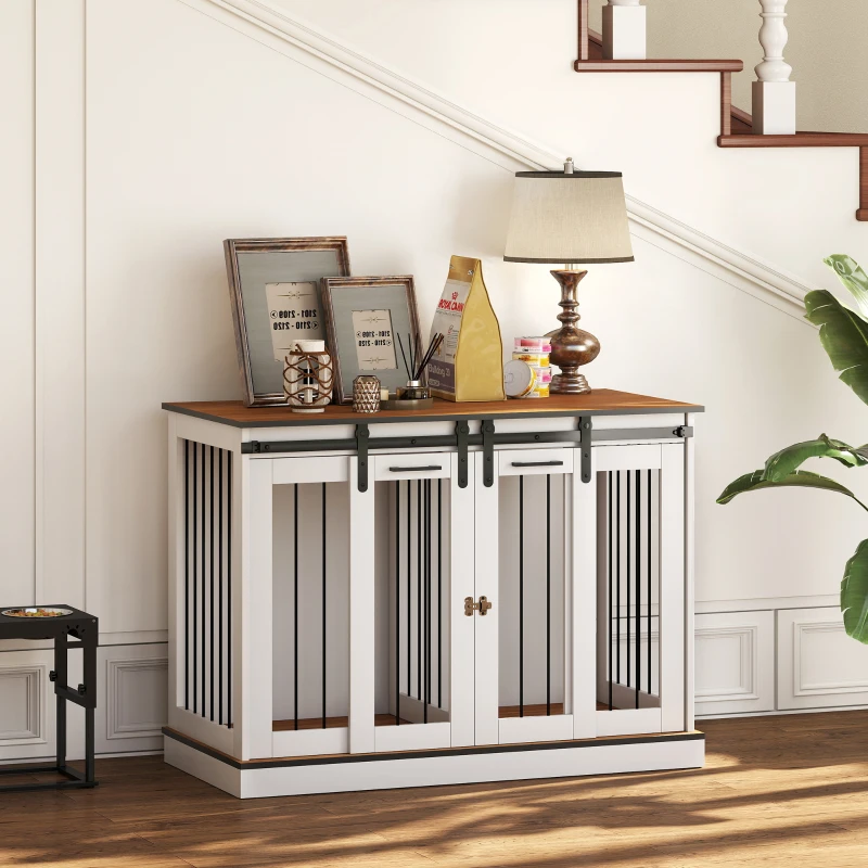 PawHut Dog Crate Furniture for Large Dogs, Double Dog Cage for Small Dogs