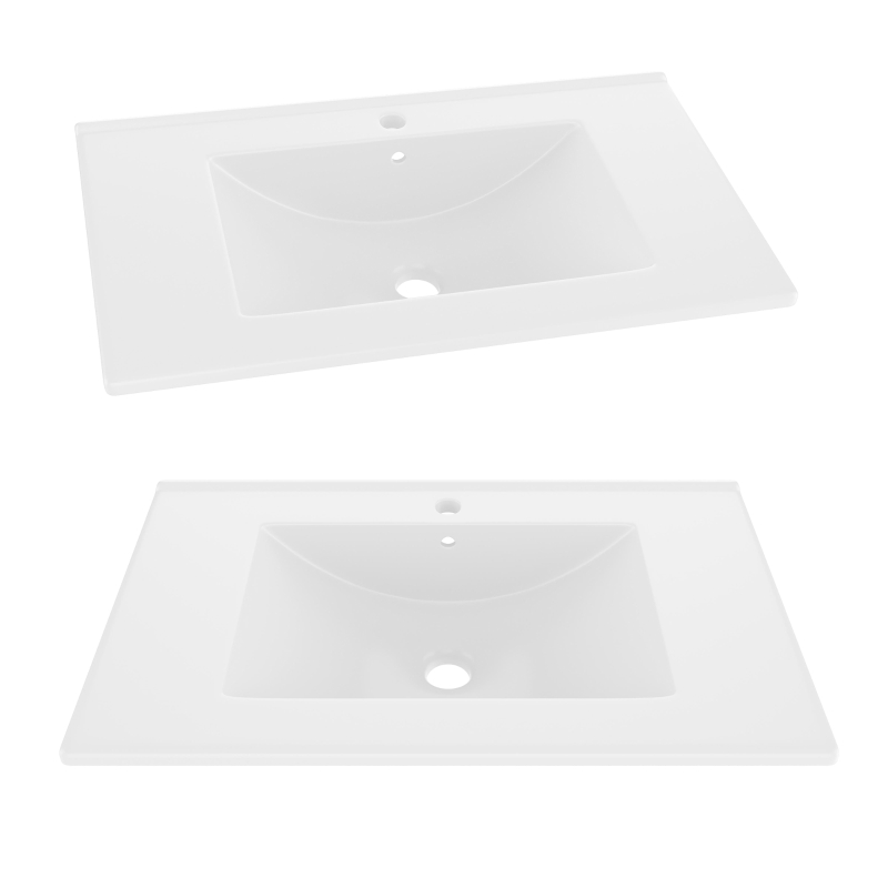 Moderner Badezimmerschrank 76cm mit Aufbewahrung und integriertem Keramikwaschbecken Blau