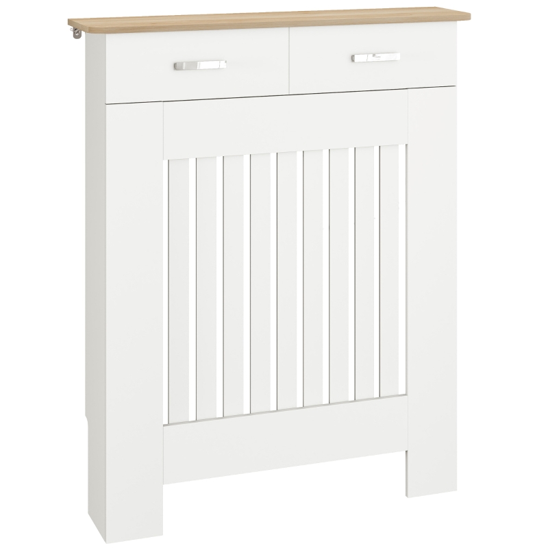 HOMCOM Cubreradiador de Lamas con Cajón y Antivuelco, 78 x 19 x 97 cm, Blanco